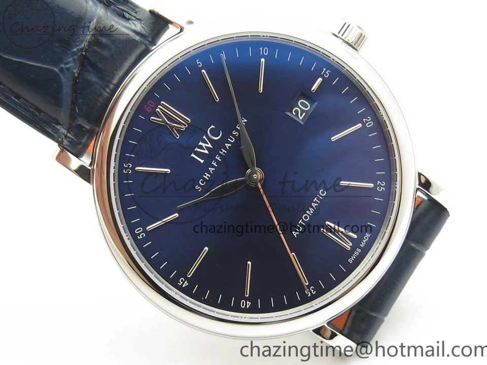 MIROTIME 0419 Portofino Automatic SS FKF 1:1 Best Edition Blue Dial on Blue Leather Strap A Cozy 7133